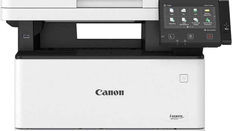 Close up view of a canon i-sensys printer